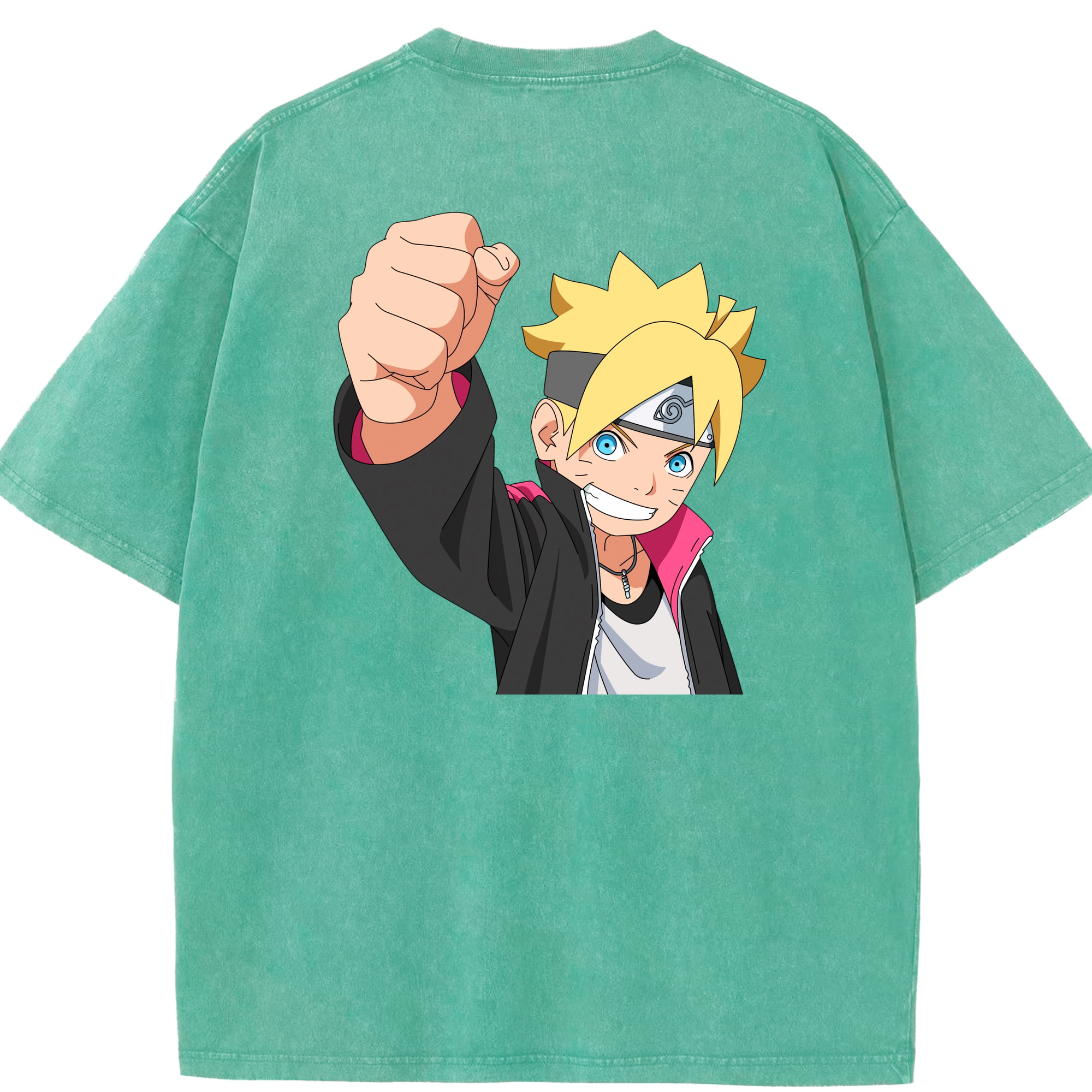 （画像用） NARUTO -ナルト- うずまき ボルト Uzumaki Boruto 綿100% ヴィンテージ風 半袖Tシャツ（背面プリント）